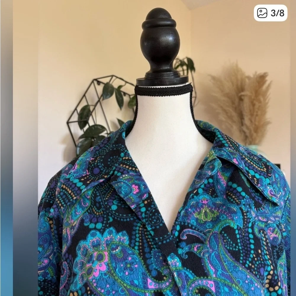 Vintage Paisley Goodness Button Down Shirt With Pockets Ptp 24–25” - Picture 2 of 12
